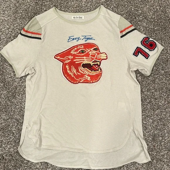 FREE PEOPLE We The Free Easy Rider Easy Tiger Varsity Jersey Tee Large - Picture 4 of 6